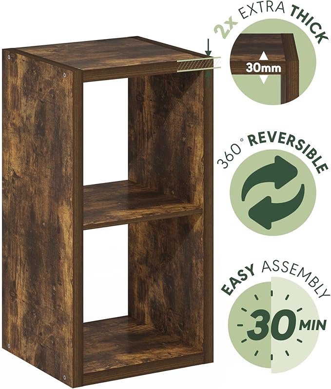 Furinno Cubicle Open Back Decorative Cube Storage Organizer, Amber Pine - Image 6
