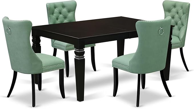 East West Furniture LGDA5-BLK-22 5 Piece Dining Set Contains a Rectangle Wooden by EastWestFurniture