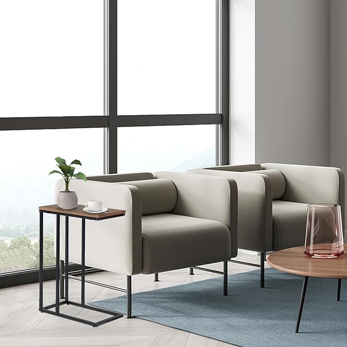 C-Shaped End Table, for Living Room, Small Spaces, TV Tray Couch Side Tables - Image 8