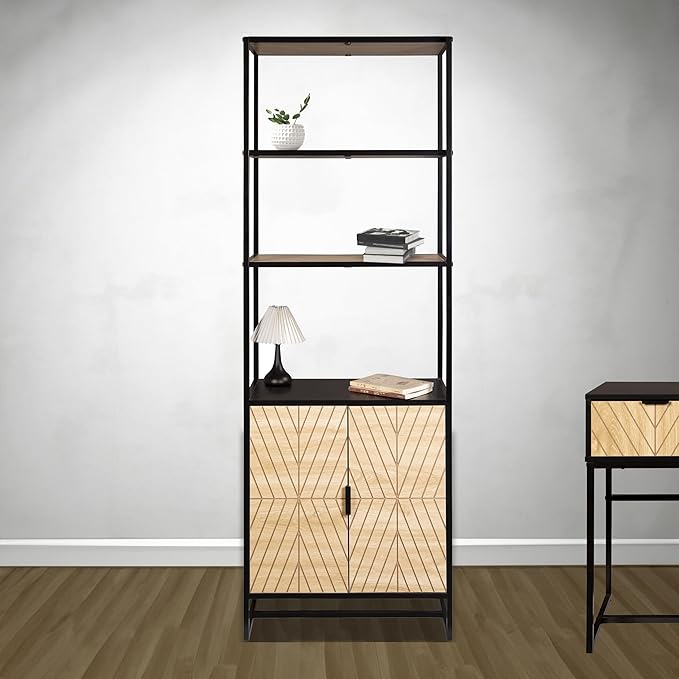 AC Pacific Bali Coastal Modern 6 Tier Bookshelf - Image 2