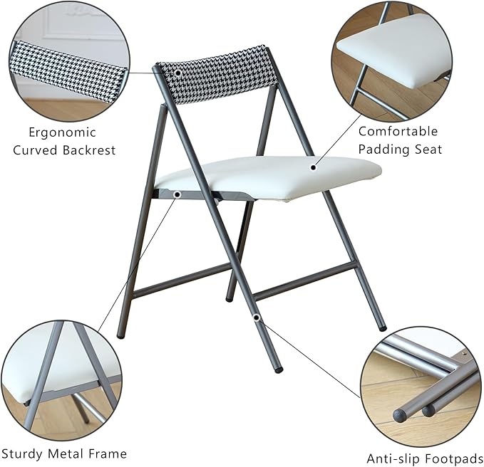 Folding Dining Table Set for 4, Foldable Kitchen Dinner Table and 2 Chairs Set - Image 8
