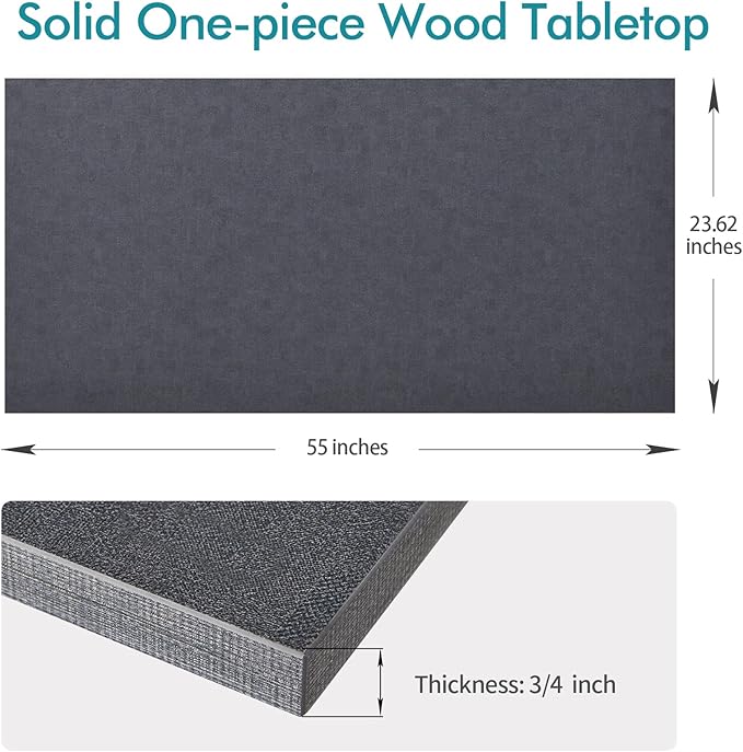 Kaboon Universal Tabletop 55"x23.62", Solid One-Piece Melamine Table Top - Image 3