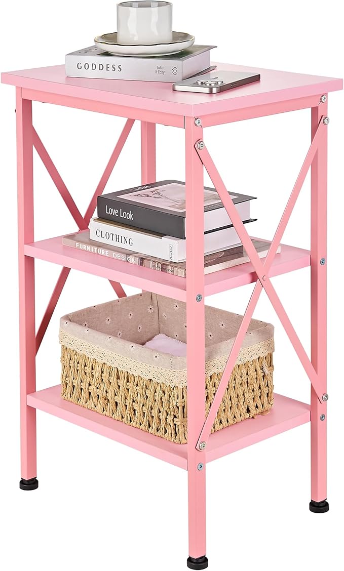VECELO End Table, Bedside Table, X-Design Reinforced Nightstands, Side Table by VECELO