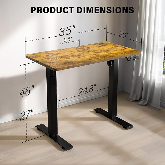 Kingant Standing Desk Height Adjustable Small Electric Stand Up Desks - Image 3