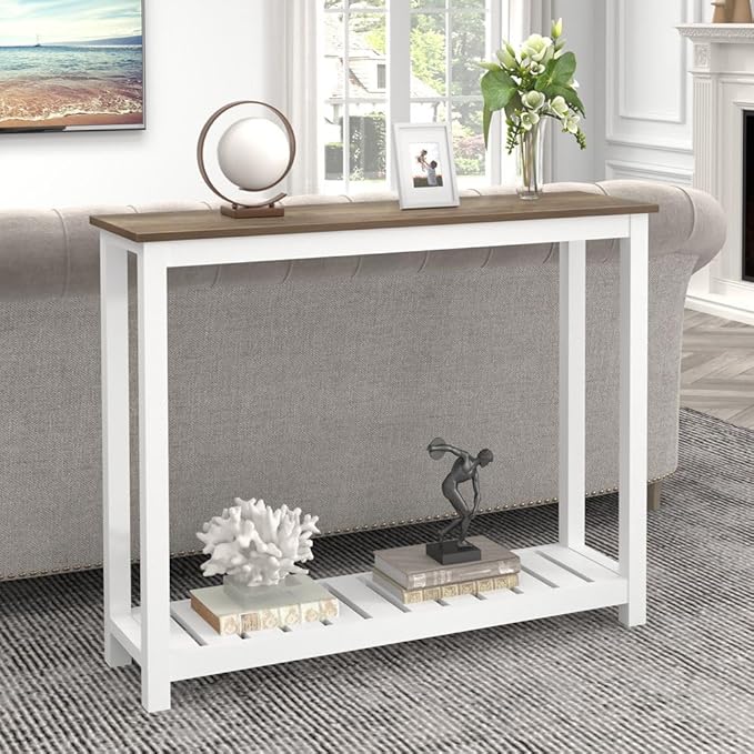 FOLUBAN Farmhouse Sofa Table, Rustic Vintage Console Table - Image 6