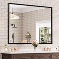 WEER 48X36 Inch Black Bathroom Mirror, Rectangular Framed Mirror by WEER