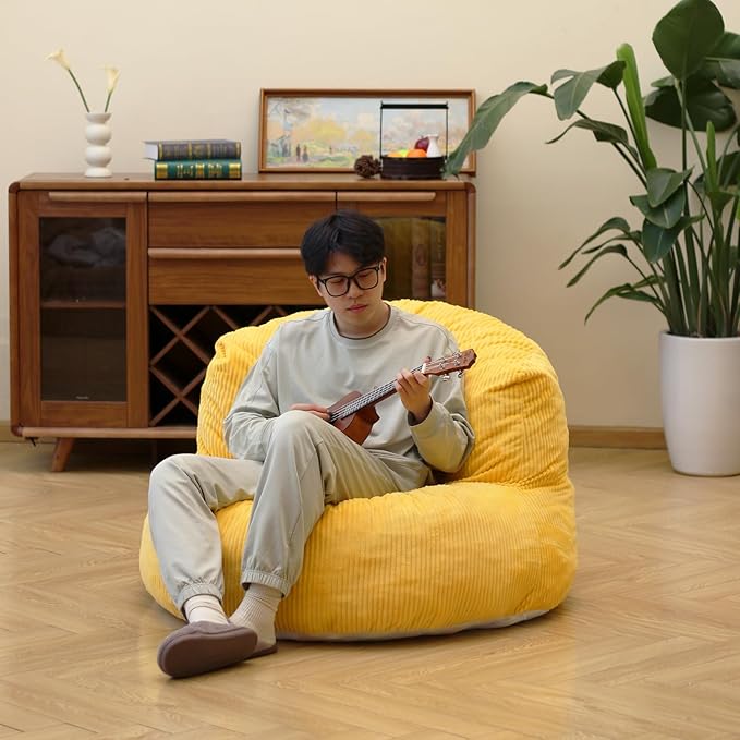 N&V Large Crescent Bean Bag Chair, Adult Size Bean Bag Sack, Foam Filling - Image 5