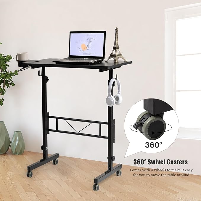 SIDUCAL Standing Desk Adjustable Height, Small Mobile Table - Image 6