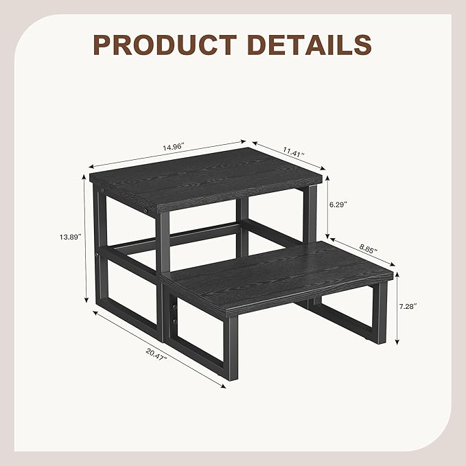 Homeiju 3 in 1 Step Stools for Adults Kids Toddler, Heavy Duty Wooden Step Stool - Image 9