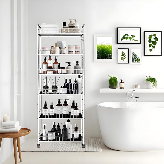 6 Tier 10in Slim Rolling Storage Cart - Image 3