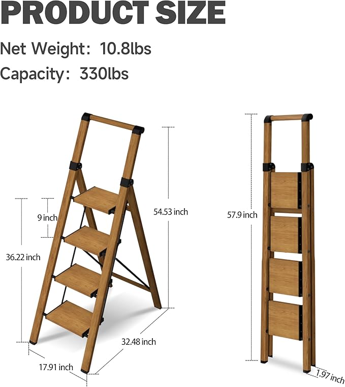 4 Step Ladder, Lightweight Folding Step Stool - Image 6