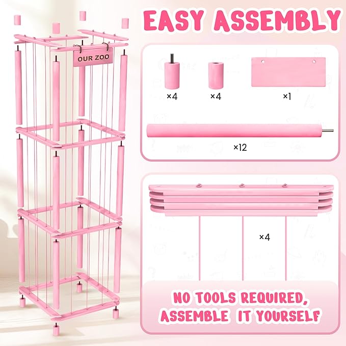 Stuffed Animal Storage & Organizer, Wooden Cute Zoo Toy Holder - Image 6