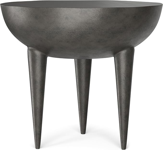 SIMPLIHOME Otto Cast Aluminum Side Table in Graphite, 21-inch Round, by SimpliHome