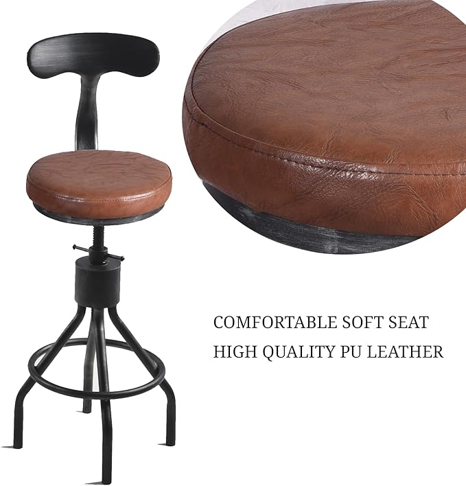 Diwhy Industrial Vintage Bar Stool, Kitchen Counter Height Adjustable Pipe Chair - Image 10