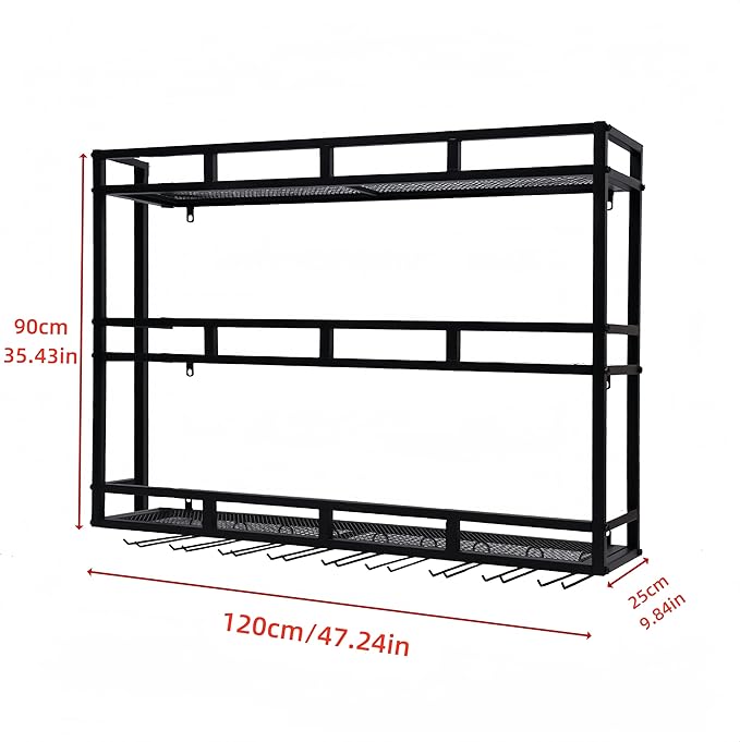 Metal Wine Rack Wall Mounted, Bar Shelves - Image 2