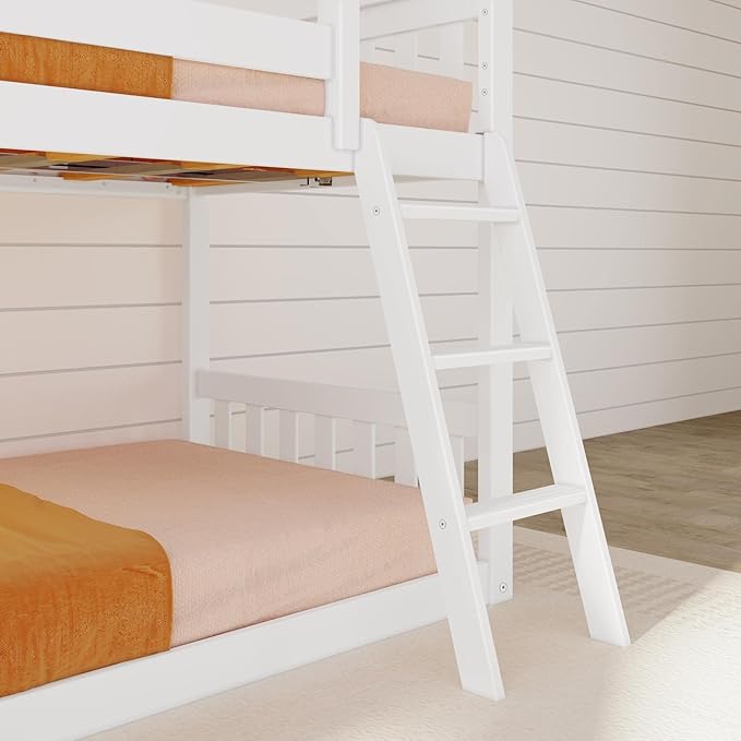 Max & Lily Solid Wood Twin Over Twin Size Low Bunk Beds - Image 5