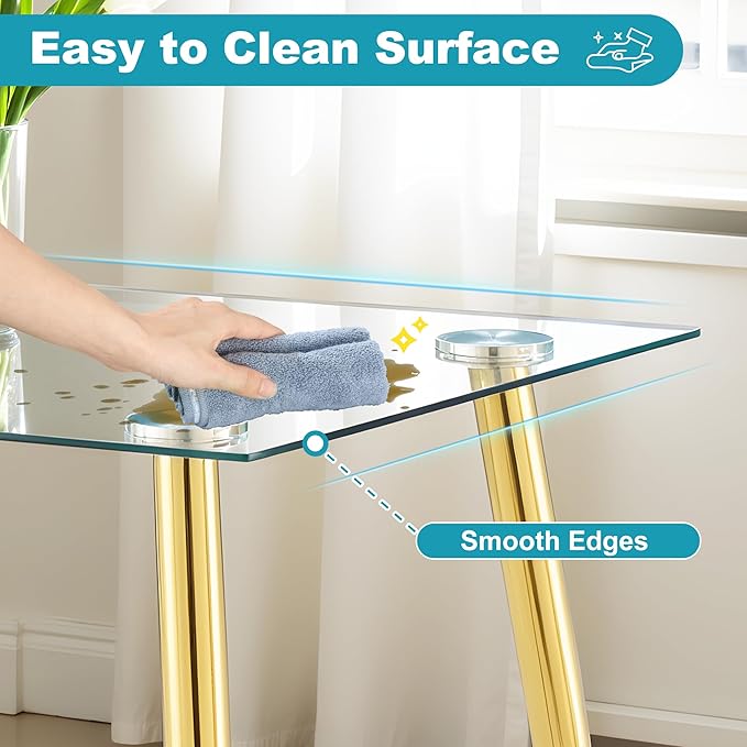 Dining Table for 6 Kitchen Table 47.2" Rectangular Modern Glass Dining Table - Image 6
