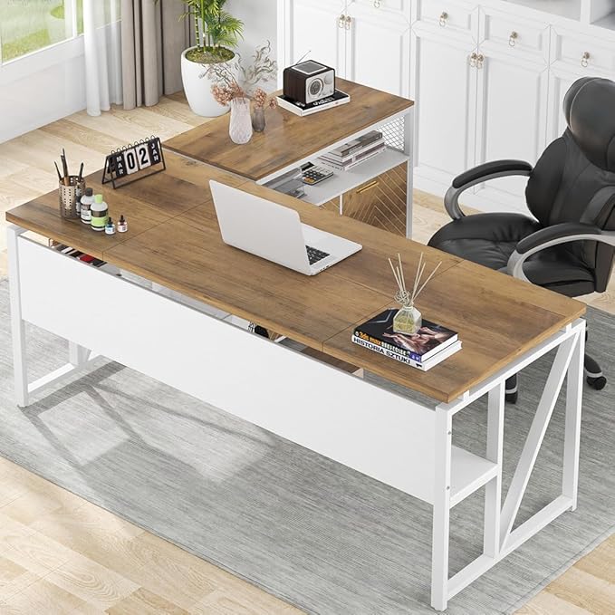 Tribesigns L Shaped Desk with Drawer, 2 Piece Home Office Furniture by Tribesigns