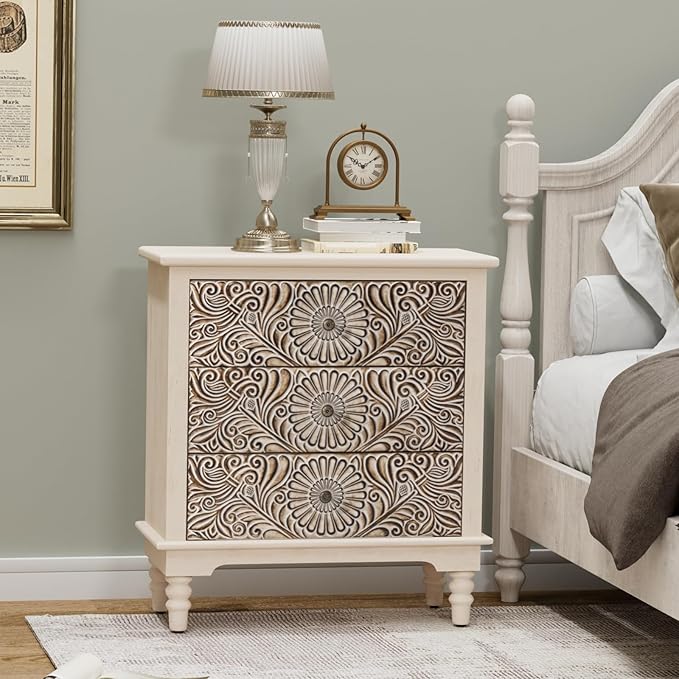 COSIEST 3 Drawers Accent Dresser, Vintage Small Accent Chest - Image 4