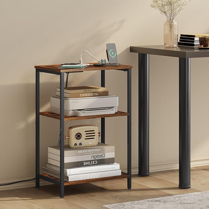 X-cosrack Side Table with Charging Station, End Table with USB Ports and Outlets - Image 7