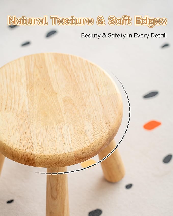 100% Solid Wood Mushroom Step Stool, Small Wooden Stool - Image 5