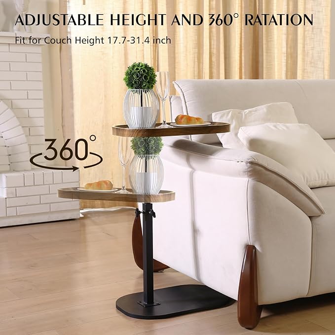 360° Swivel TV Tray Table for Dinner, Adjustable Small Bedside Table - Image 4
