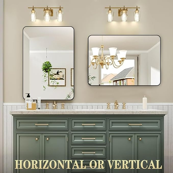 Black Bathroom Mirror, Rectangle 20 x 30 Inch Vanity Wall Mirror, Modern Mirror - Image 4