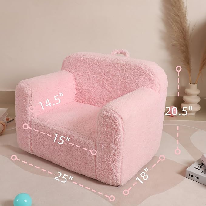 Kids Snuggly-Soft Sherpa Chair, Cuddly Toddler Foam Chair - Image 3