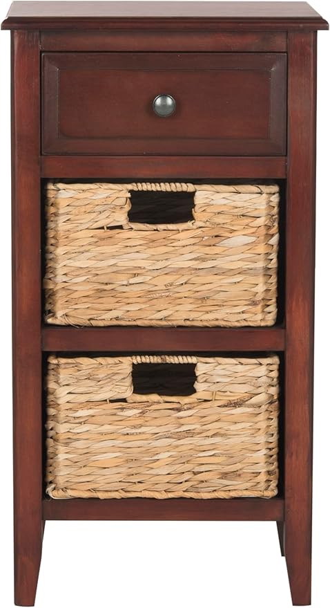 Safavieh Home Collection Everly Drawer Cherry 1-Drawer 2 Removable Baskets Side by SAFAVIEH
