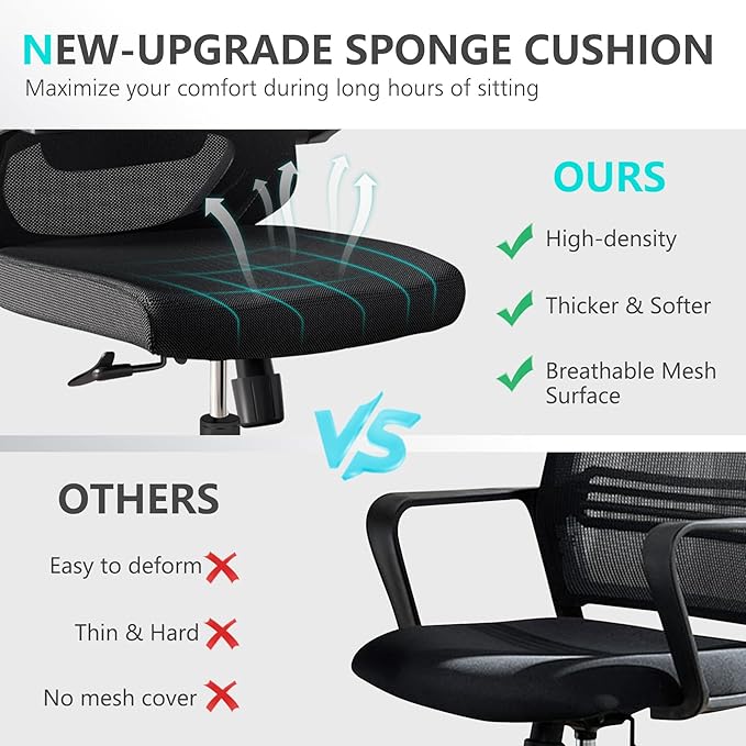 Comfy Office Chair, Home Ergonomic Desk Chairs, High Back Gaming Mesh Computer - Image 6