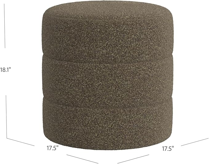 HomePop Upholstered Round Ottoman Home Décor | Round Pouf Foot Rest – Dark - Image 3