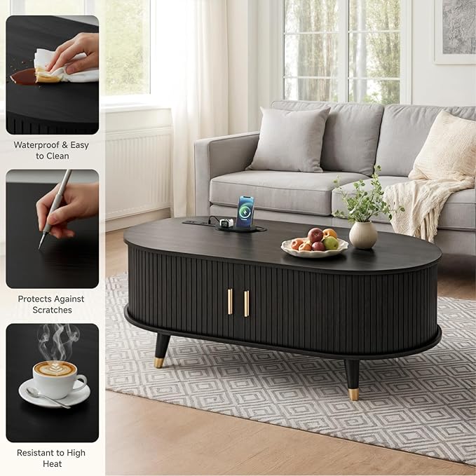 Mid-Century Fluted Oval Coffee Table - Image 7