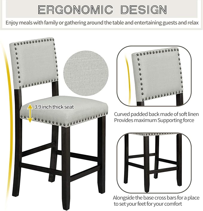 Ball & Cast 5 Piece Dining Table Set, 4 Upholstered Chairs - Image 5
