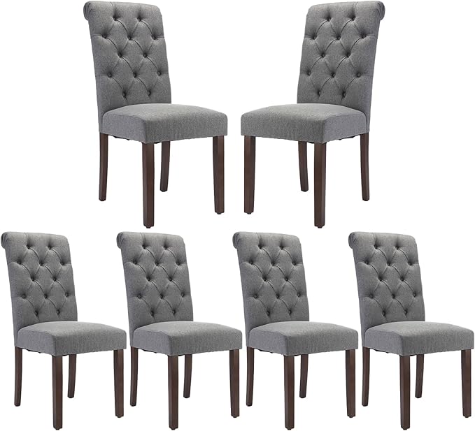 COLAMY Tufted Dining Chairs Set of 6, Parsons Dining Room Chairs Upholstered by COLAMYINC