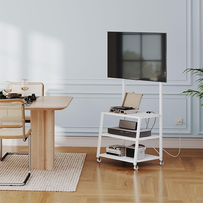 HOOBRO Rolling TV Stand with Mount and Power Outlet Up to 55 inch TV, Corner - Image 8
