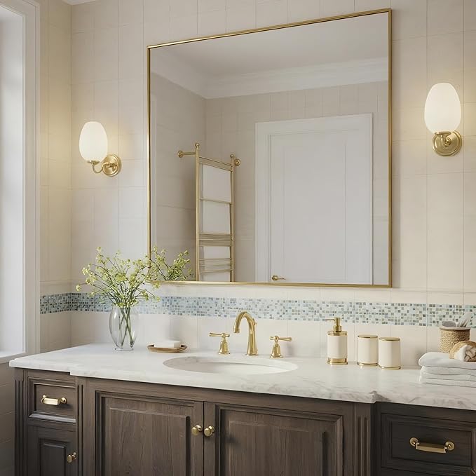 24x30 Inch Brass Bathroom Mirror - Image 4