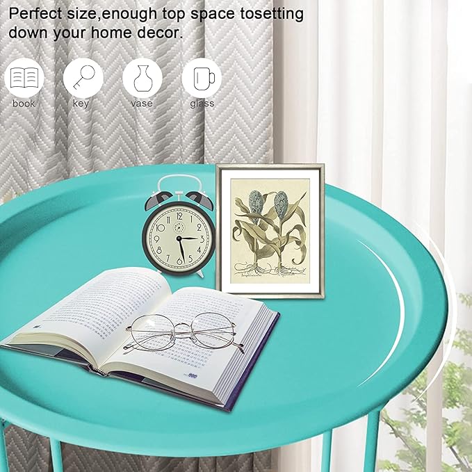 Garden 4 you End Table Set of 2, Outdoor Side Table, Small Patio Table Metal - Image 4