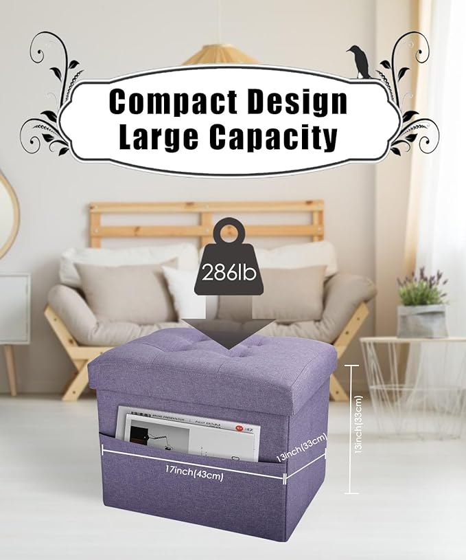 Ottoman Storage Ottoman Foot Rest Stool Foldable Bench - Image 3