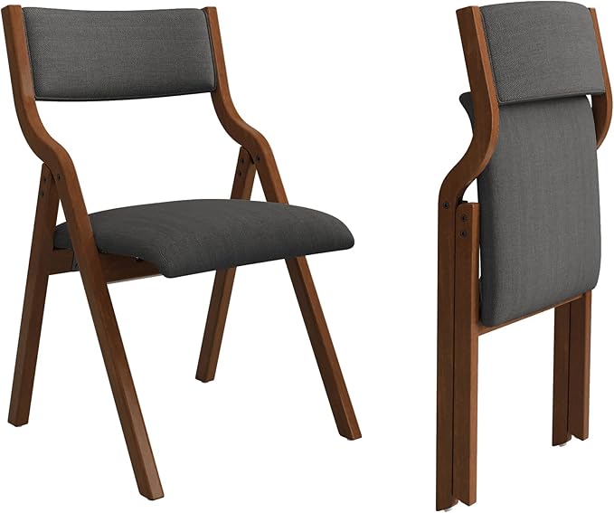 Folding Dining Chairs Set of 2, Upholstered Kitchen Chair - Image 6