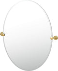 Gatco 4239LG Latitude II Oval Mirror Brushed Brass, 32 H x 28.5 W by Gatco