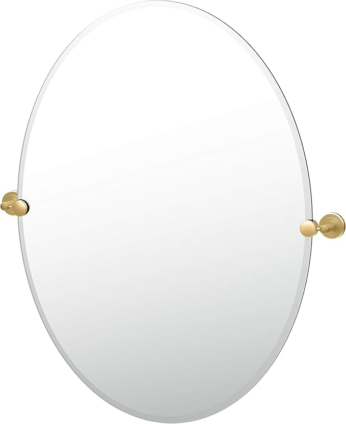 Gatco 4239LG Latitude II Oval Mirror Brushed Brass, 32 H x 28.5 W by Gatco