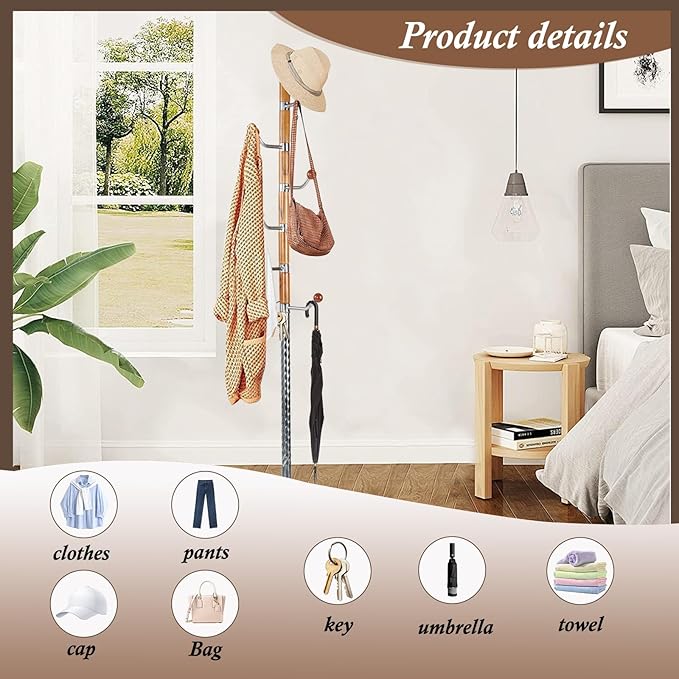 Wooden Coat Rack Freestanding, Vintage Coat Racks - Image 6