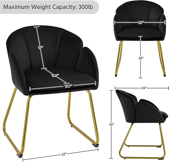 Yaheetech Modern Velvet Armchair, Flower Shaped Makeup Chair Vanity Chair - Image 3