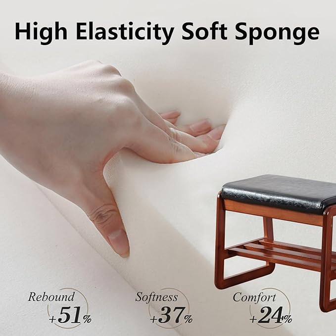 Solid Wood Shoe Bench, 2-Tier Wooden Entryway Bench, Modern Shoe Rack - Image 3