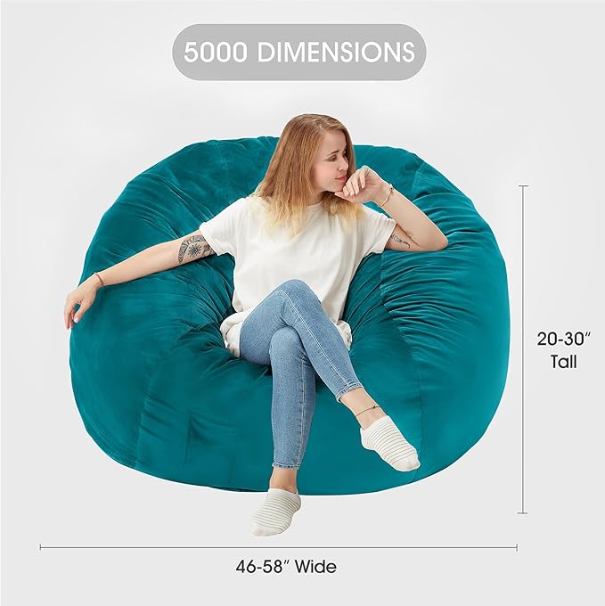 HABUTWAY Bean Bag Chair: Giant 5' Memory Foam Furniture Bean Bag Chairs - Image 3