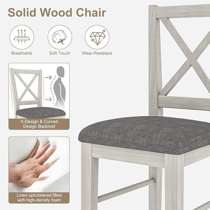Solid Wood Dining Chairs Set of 2, Farmhouse Chairs - Image 5