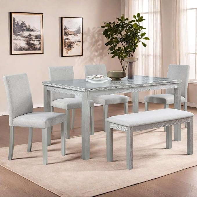 Dining Table Set for 5, 6 Piece Dining Room Table Set - Image 7