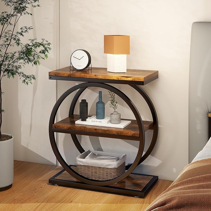IBUYKE Narrow End Table with 3 Storage Shelves, Industrial Sofa Side Table - Image 2