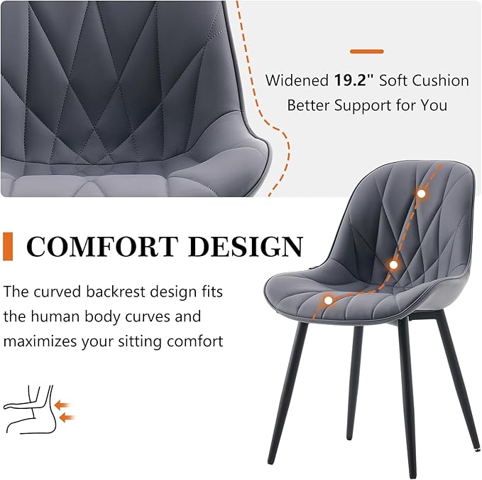 Rowill Dining Chairs Set of 2 Modern Kitchen Chairs - Image 3