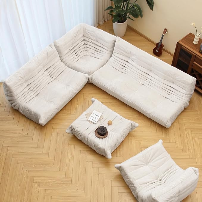 N&V Fireside Chair, Mid Century Armless Floor Sofa, Soft Premium Chenille Floor - Image 4